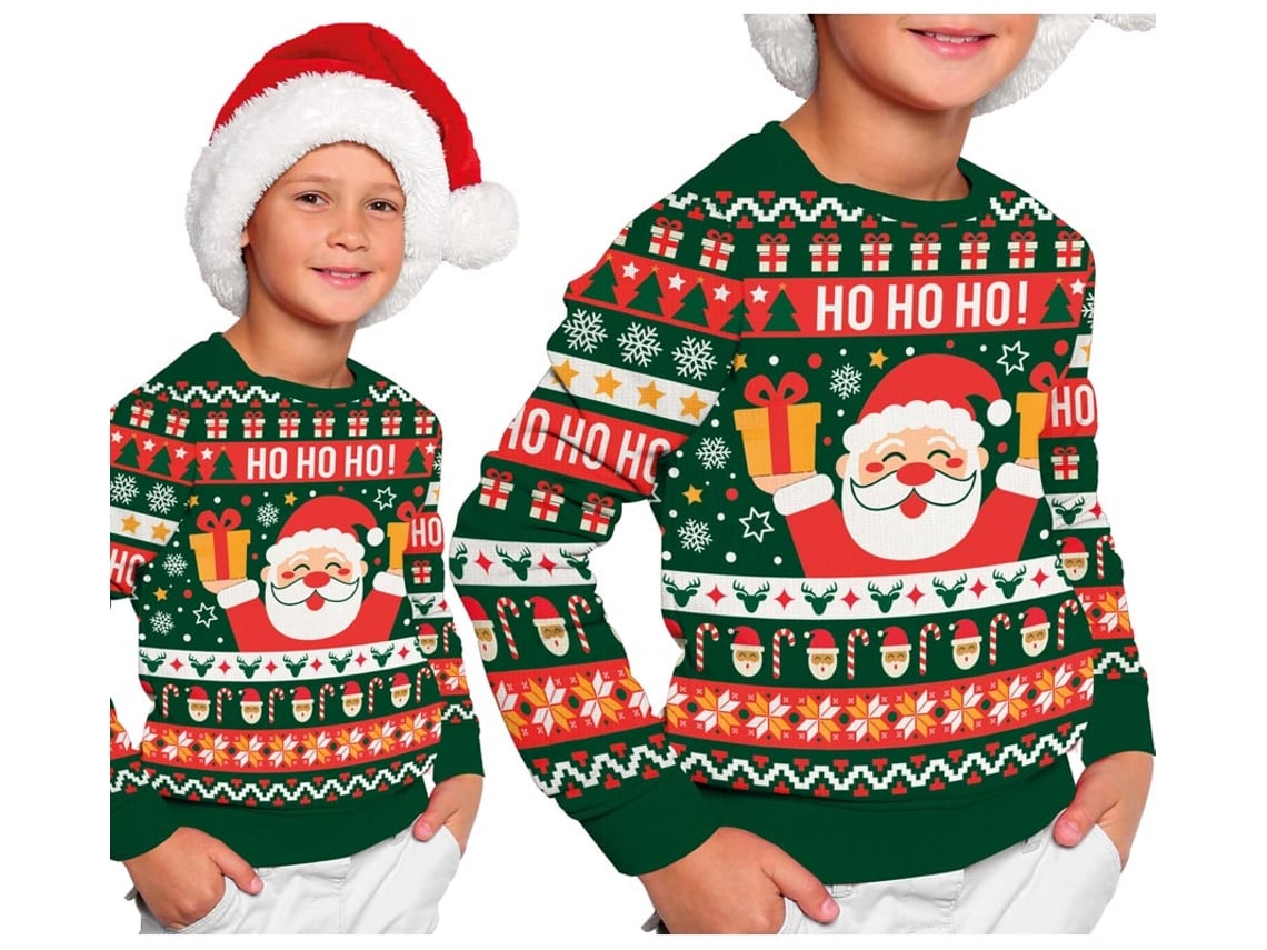 Jersey Navidad Ho verde y rojo para niños