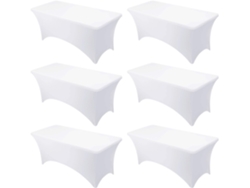 Mantel Rectangular Elástico De Spandex Para Bodas, Banquetes Y Fiestas (6 Piezas, Blanco/183x75x75cm) Gertiz