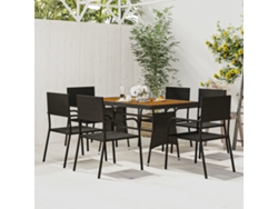 Juego de comedor para exterior de 7 piezas DKD Home Decor en mimbre negro