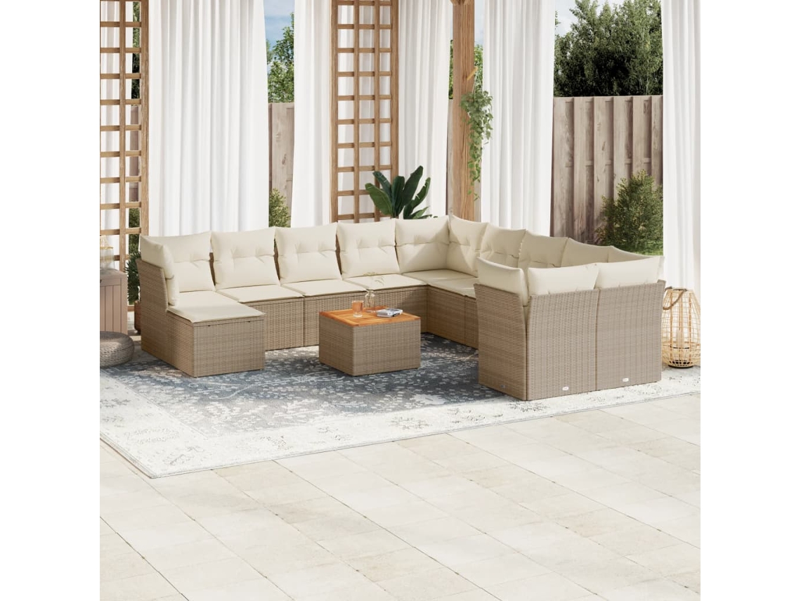 Conjunto de 12 sofás de jardín con cojines de mimbre beige de DKD Home Decor