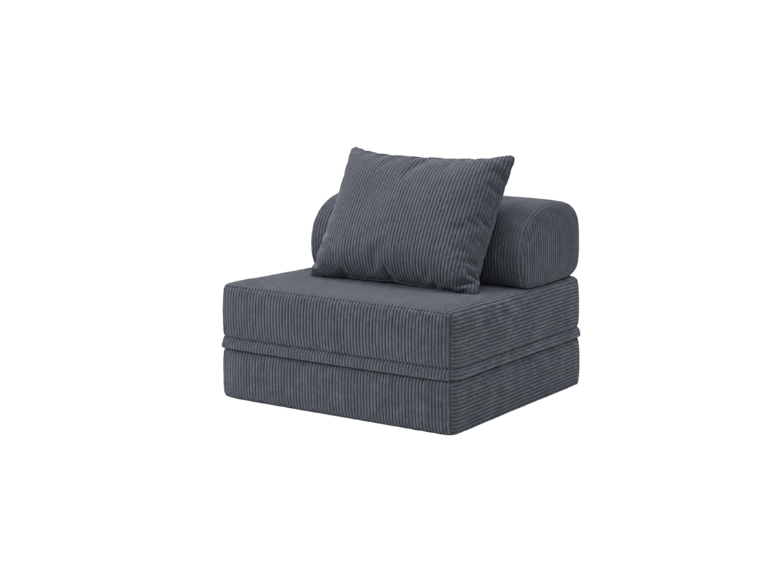 Sofá modular convertible de 1 plaza en terciopelo gris estándar de SKOFFA