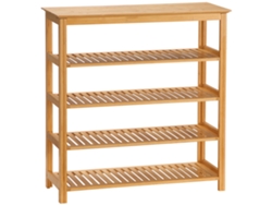 Zapatero de 5 niveles, de bambú, con 4 estantes, 80 x 29 x 82 cm, de madera natural