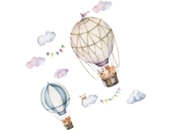 Adhesivo De Pared Pvc Con Diseño Globo Aerostático Dibujos Animados Residuos Azulejos.