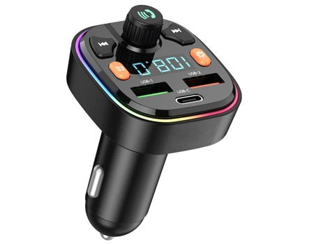 Transmisor FM Bluetooth para automóvil, Bluetooth inalámbrico 5.0 Reproductor de MP3 Adaptador de radio Kit para automóvil, Cargador rápido para CH...