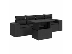 Maison Exclusive - Set De Muebles De Jardín 5 Pzas Y Cojines Ratán Sintético Negro