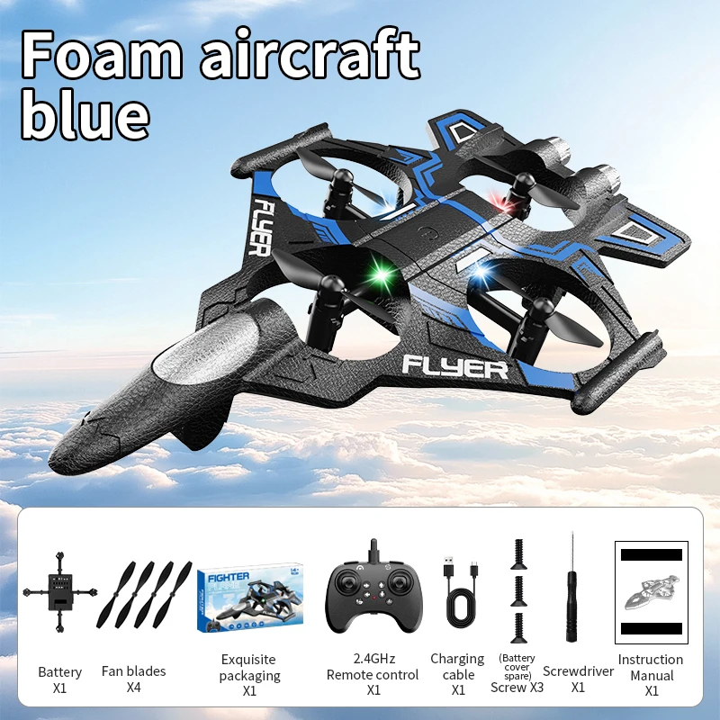 (azul) Caza De Espuma Con Control Remoto De 2,4 G, Giro Eléctrico De 360° Con Un Botón