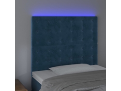 Cabecero Con Luces Led Terciopelo Azul Oscuro 90x5x118/128 Cm