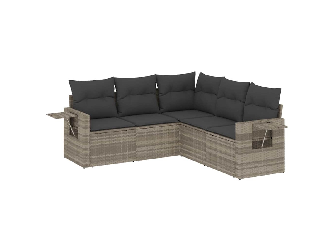 Maison Exclusive - Set De Sofás Jardín Y Cojines 5 Pzas Ratán Sintético Gris Claro