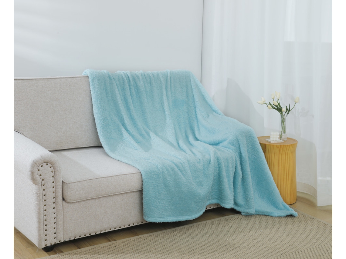 Manta de algodón ultrasuave azul turquesa 220*240cm-BOD HOME