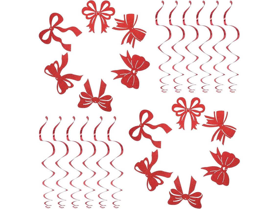 12 Lazos Colgantes Espiral Rojos Decoraciones Techo Valentín Bodas Fiestas Guirnaldas Festivas Brillantes