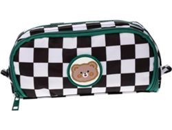 Estuche grande para lápices con estampado de tablero de ajedrez, bolsa multiusos.