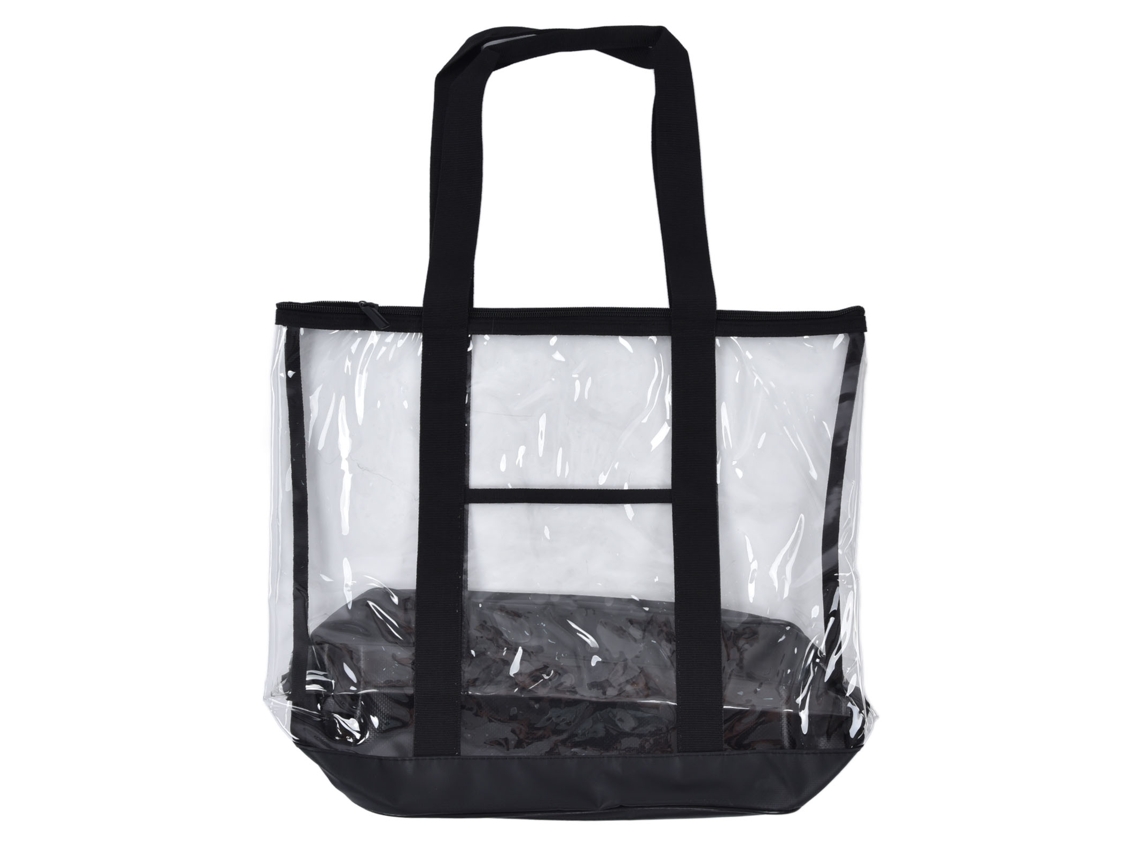Bolsa de playa transparente e impermeable de PVC con cierre de cremallera.