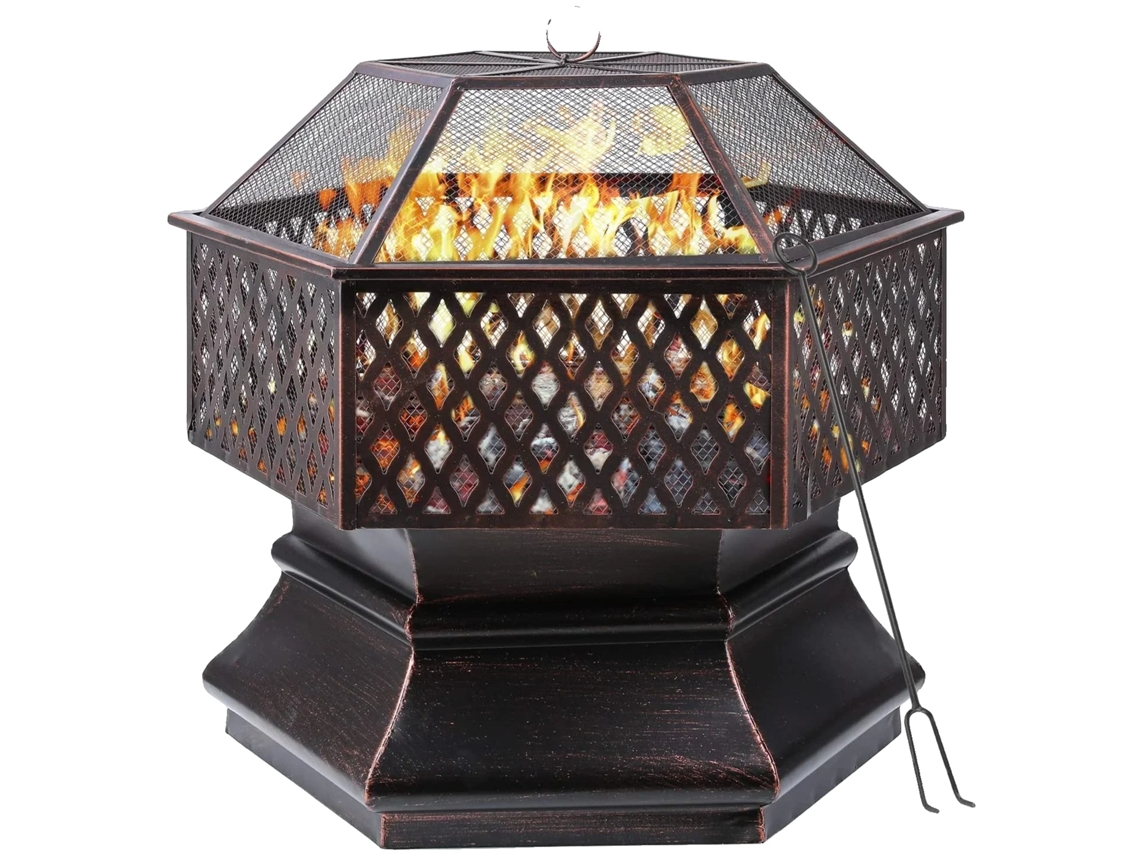 Parrilla hexagonal de carbón para jardín, de acero, con tapa de rejilla OEM