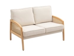 Sofá de 2 lugares em rattan chenille, 123x75x88 cm, bege.