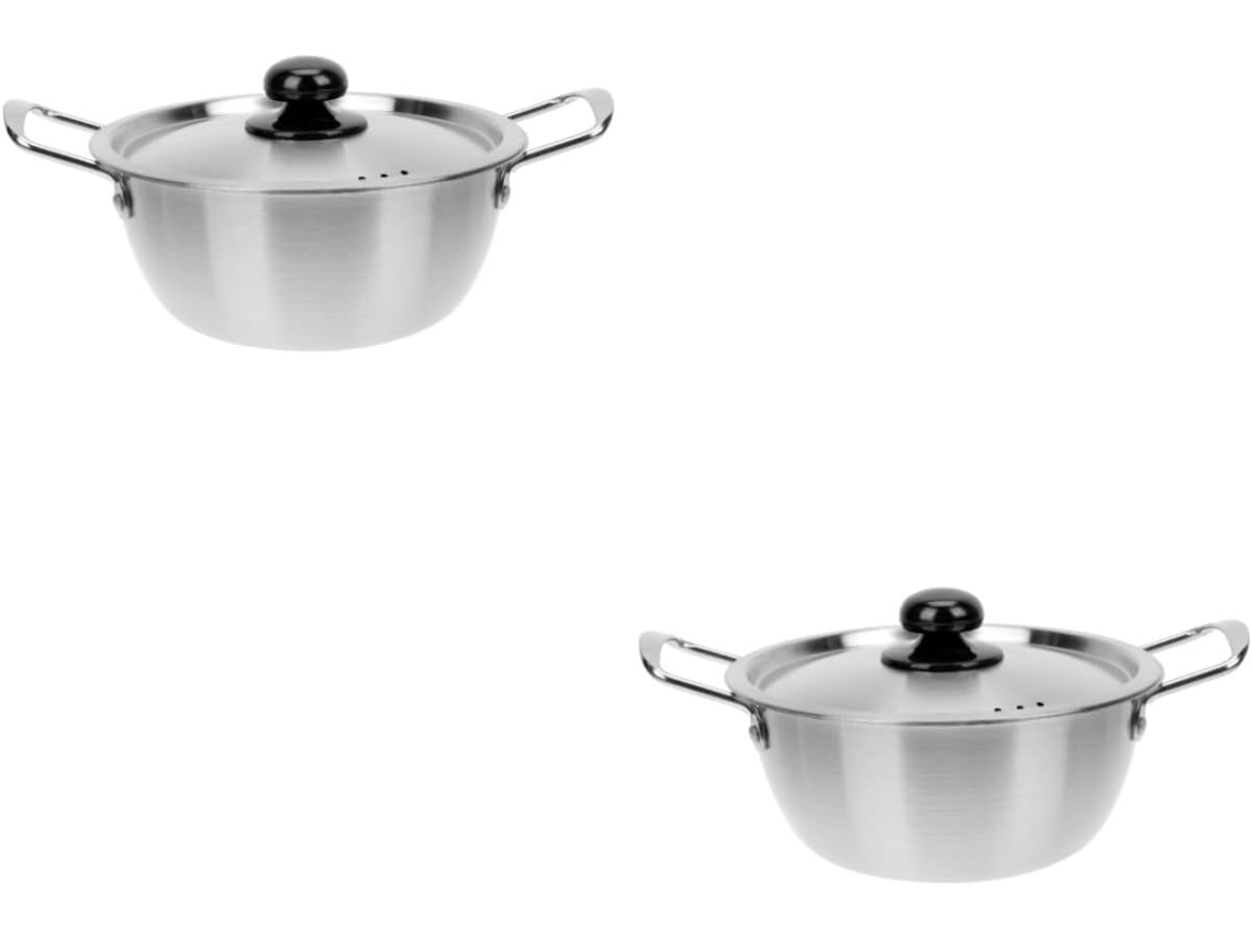 Con 2 ollas de acero inoxidable para fideos instantáneos, olla pequeña para fideos, olla Gokoco