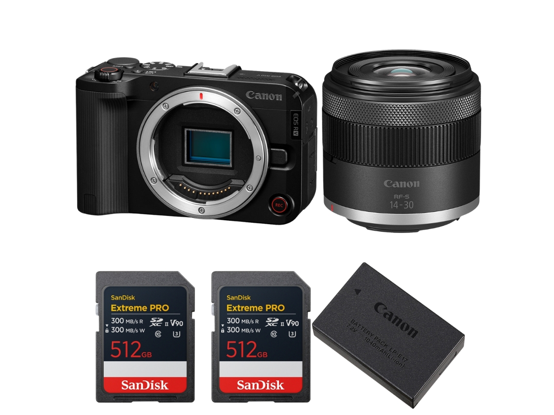 Canon Eos R50 V + Rf-s 14-30mm F/4.5-6.3 Is Stm Pz + 2 Sandisk 512gb Extreme Pro Uhs-ii Sdxc + Canon Lp-e17 + Ebook Pricedirect