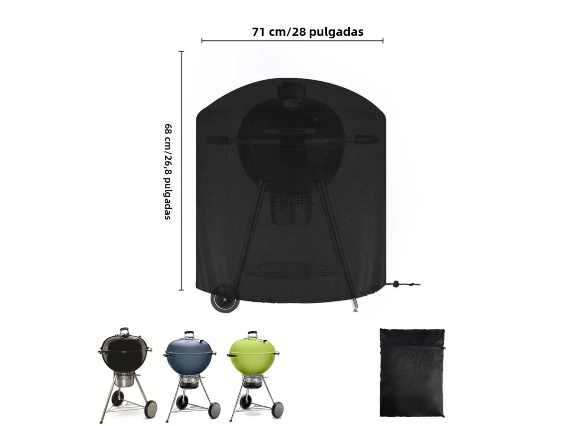 (negro 71x68) Funda Impermeable Para Parrilla De Barbacoa Con Bolsa De Almacenamiento Resistente Al Viento Y Al Desgarro