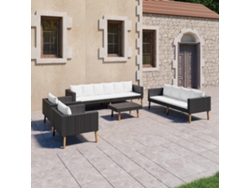 Conjunto de jardín de 5 piezas con cojines, mimbre sintético negro, DKD Home Decor
