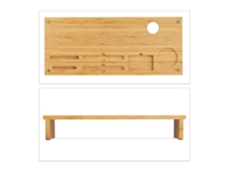 Relaxdays Suporte Para Monitor Em Bambu, Com Compartimentos, Independente, Elevação Para Mesa, Hbt: 9x54x23 Cm, Natural