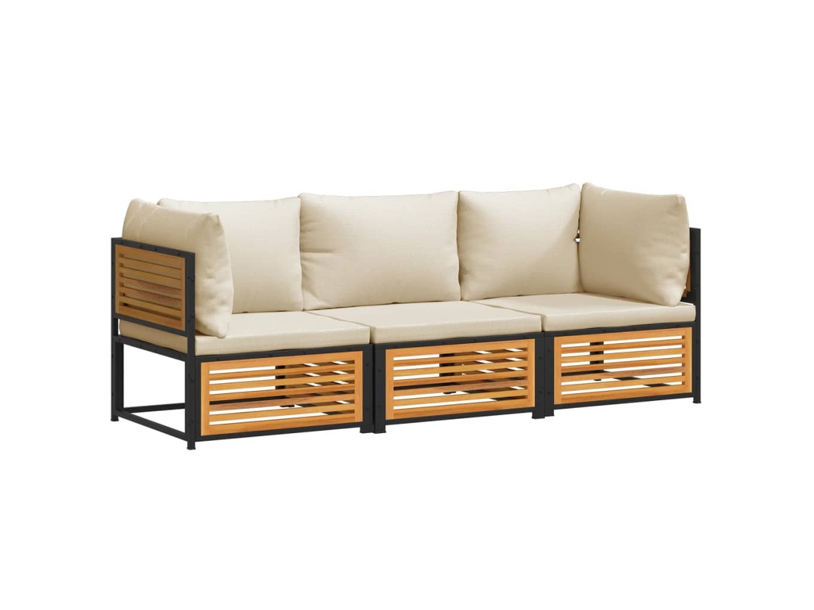Maison Exclusive - Set De Sofás De Jardín Con Cojines 3 Pzas Madera Maciza Acacia