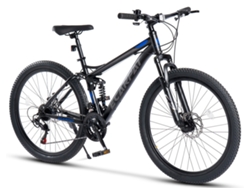 Bicicleta de montaña Ecarpat 27.5, suspensión completa, 21 velocidades Shimano, frenos de disco dobles, azul y negro | ROLIPO