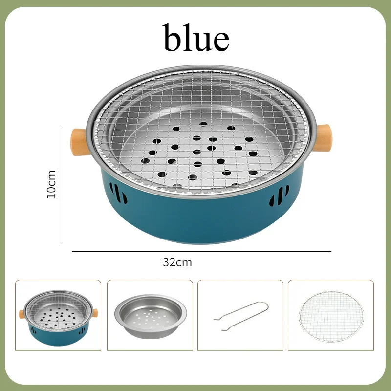 Parrilla portátil (azul), parrilla de mesa multifuncional, ideal para acampar y barbacoas en el jardín.
