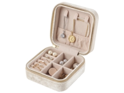 Caja de joyas de viaje de terciopelo con espejo, regalo para niñas Kofihety