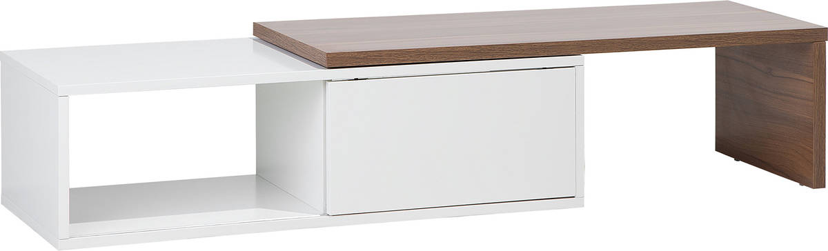 Soporte Tv De madera clara mdf blanco mueble multimedia parte superior extensible televisor hasta 70ʺ yonkers beliani 110159x2932x40cm