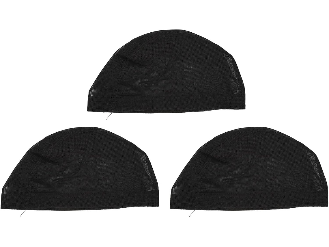 Gorros De Red Para Peluca De 3 Piezas, Peluca De Malla Negra Con Volumen, Cómoda Y Transpirable.