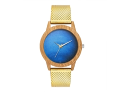 Reloj De Pulsera Analógico Con Correa De Malla, Movimiento De Cuarzo, Esfera Azul, Regalo Para Un Ser Querido (dorado)