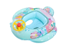 HYMNORA Anillo Hinchable Infantil con Volante y Bocina, Diseño Sirena, Barco para Bebés, Aro de Natación, Juguete Acuático de Verano
