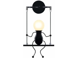 Lámpara De Pared Infantil Moderna Con Diseño De Muñeca Colgante En Hierro Forjado Negro Para Dormitorio Y Sala De Estar.
