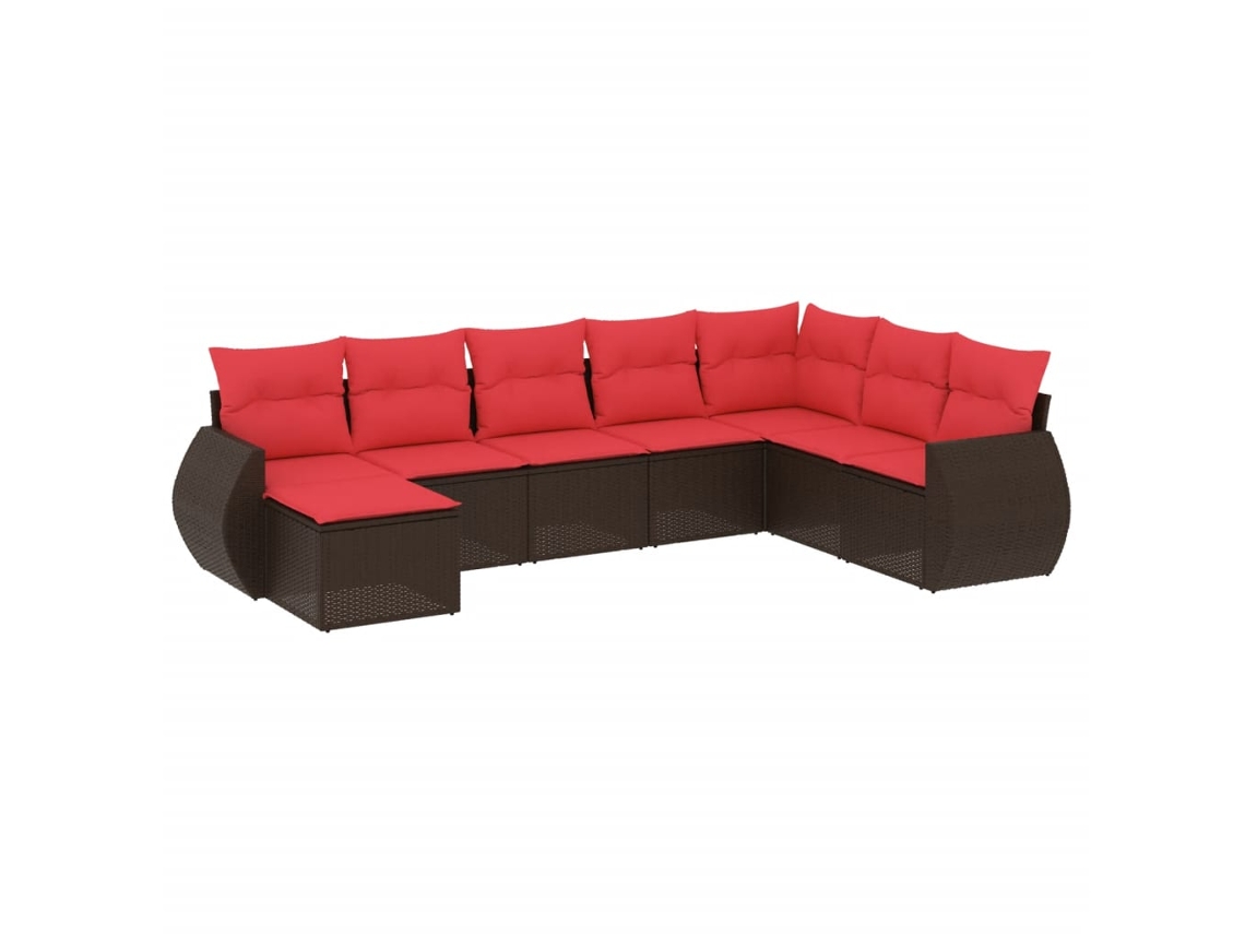 Maison Exclusive - Conjunto De Sofá De Jardín De 8 Piezas Con Cojines, De Poliratán Marrón