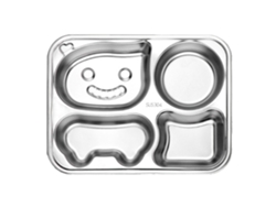 Plato de acero inoxidable con diseño de dibujos animados, resistente a la oxidación, seguro y dividido para niños, libre de BPA