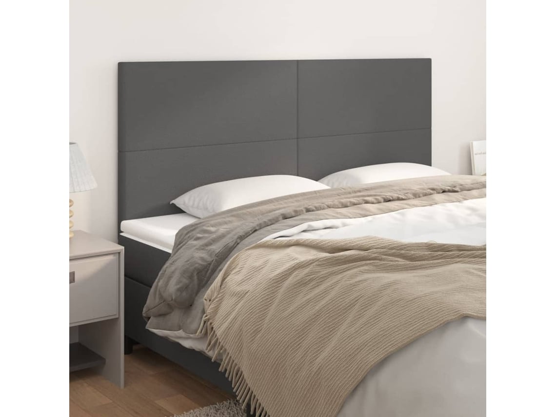 Cabeceros 4 Unidades De Cuero Sintético Gris 80x5x78/88 Cm