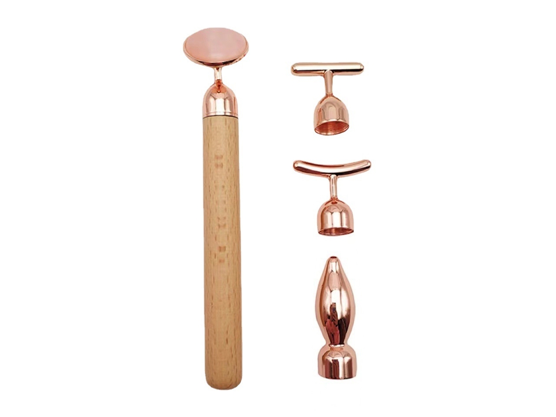 VVJIJILLY Rolo De Massagem Facial 4 Em 1, Rolo De Madeira Para Rosto, Massagem Para Braços, Olhos E Nariz, Ferramenta De Cuidados Com A Pele