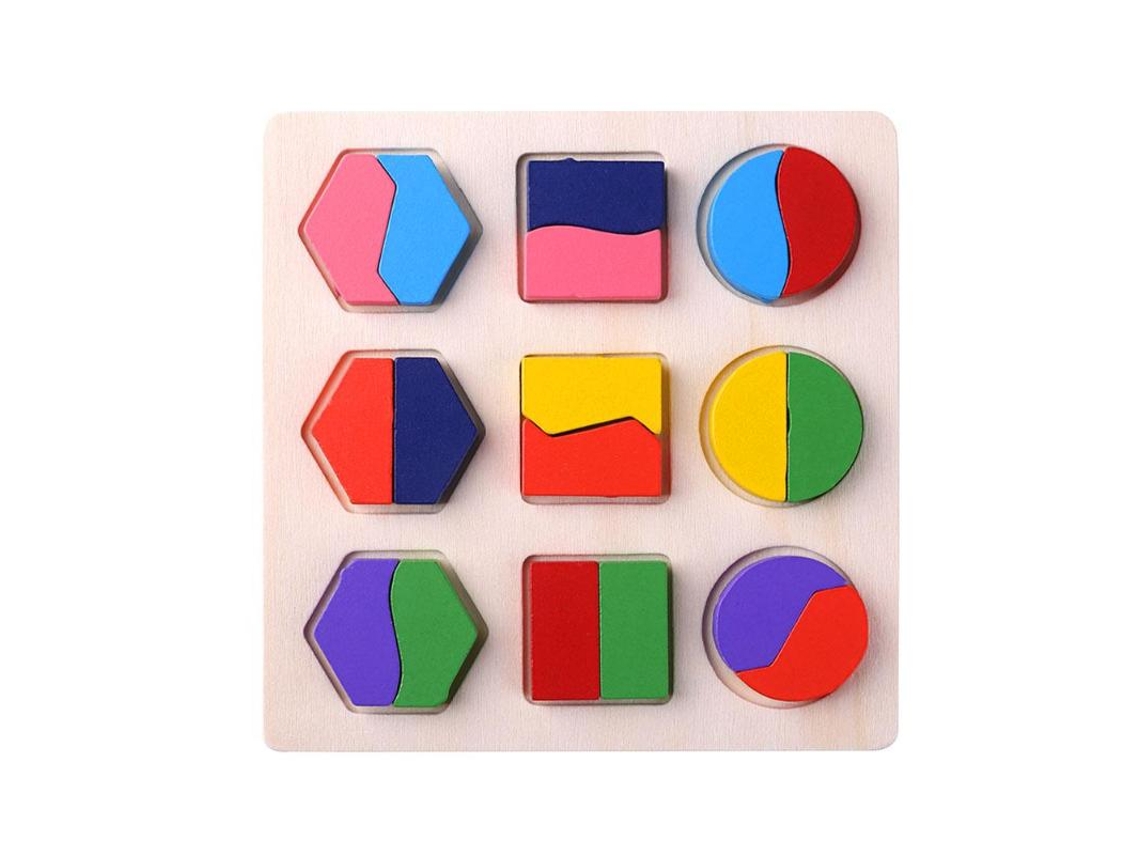 Rompecabezas De Formas Geométricas De Madera, Bloques De Construcción De Matemáticas De Clasificación, Juego De Educación Preescolar