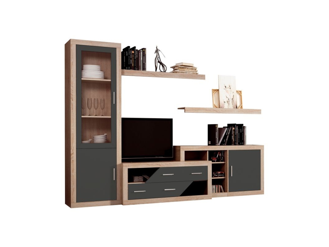 Muebles de Salón Nuka V6 HOMESOUTH (Grafito - 280x193.2x34.6 cm)