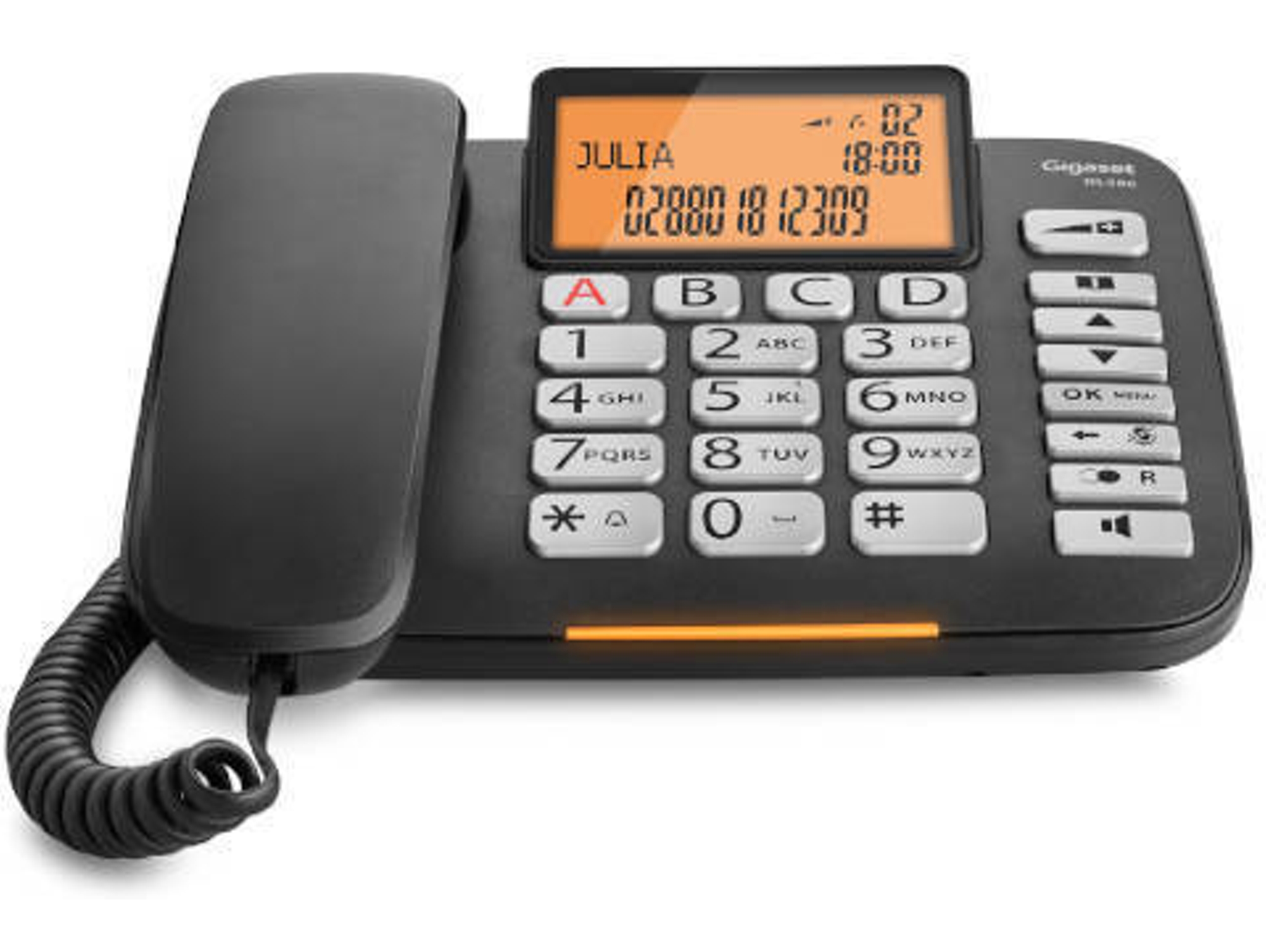 Teléfono Fijo GIGASET DL580 (Llaves grandes - Negro)