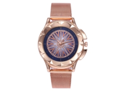 Reloj De Pulsera Sencillo De Aleación Para Mujer Vansvar Con Correa De Malla Azul.