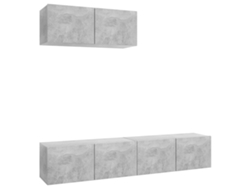 Mueble TV 3 Piezas Derivado Madera Cemento Gris MAISON EXCLUSIVE