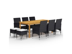 Conjunto Jantar 11 Piezas Para Jardim Preto Dkd Home Decor