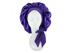 Dan26-gorra De Seda Satin Para Dormir Con Cinta Ajustable Protege Cabello Y Pelucas De Alta Calidad Sqk Púrpura Oscuro