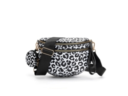 Riñonera Eifson con correas anchas ajustables (estampado de leopardo en blanco y negro)