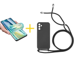 Pack 1 X Película de Vidrio Templado Hidrogel + Funda SKYHE para Samsung Galaxy A16 5G Gel con Cordón Negro