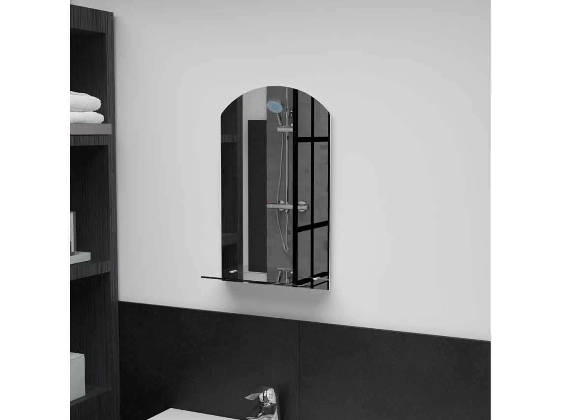 Espejo De Pared Con Estante De Vidrio Templado 30x50 Cm