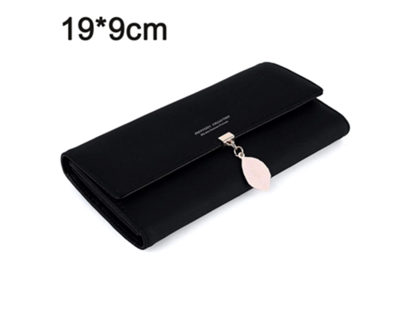 Cartera Para Mujer Pu Cuero Hoja Colgante Tarjetero Teléfono Chequera Organizador Cremallera Monedero, Negro ZMDECQNA