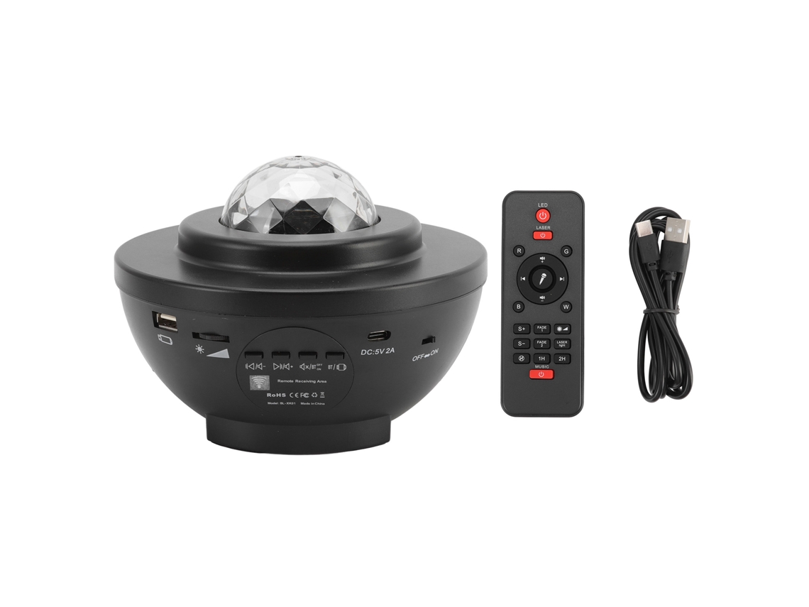 Proyector de estrellas 2026 con control remoto y altavoz Bluetooth, luz nocturna galáctica, USB, regalo para fiestas, cumpleaños, negro