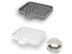 2 Jaboneras De Silicona Con Drenaje, Para Banheiro E Cozinha, Branco E Cinza