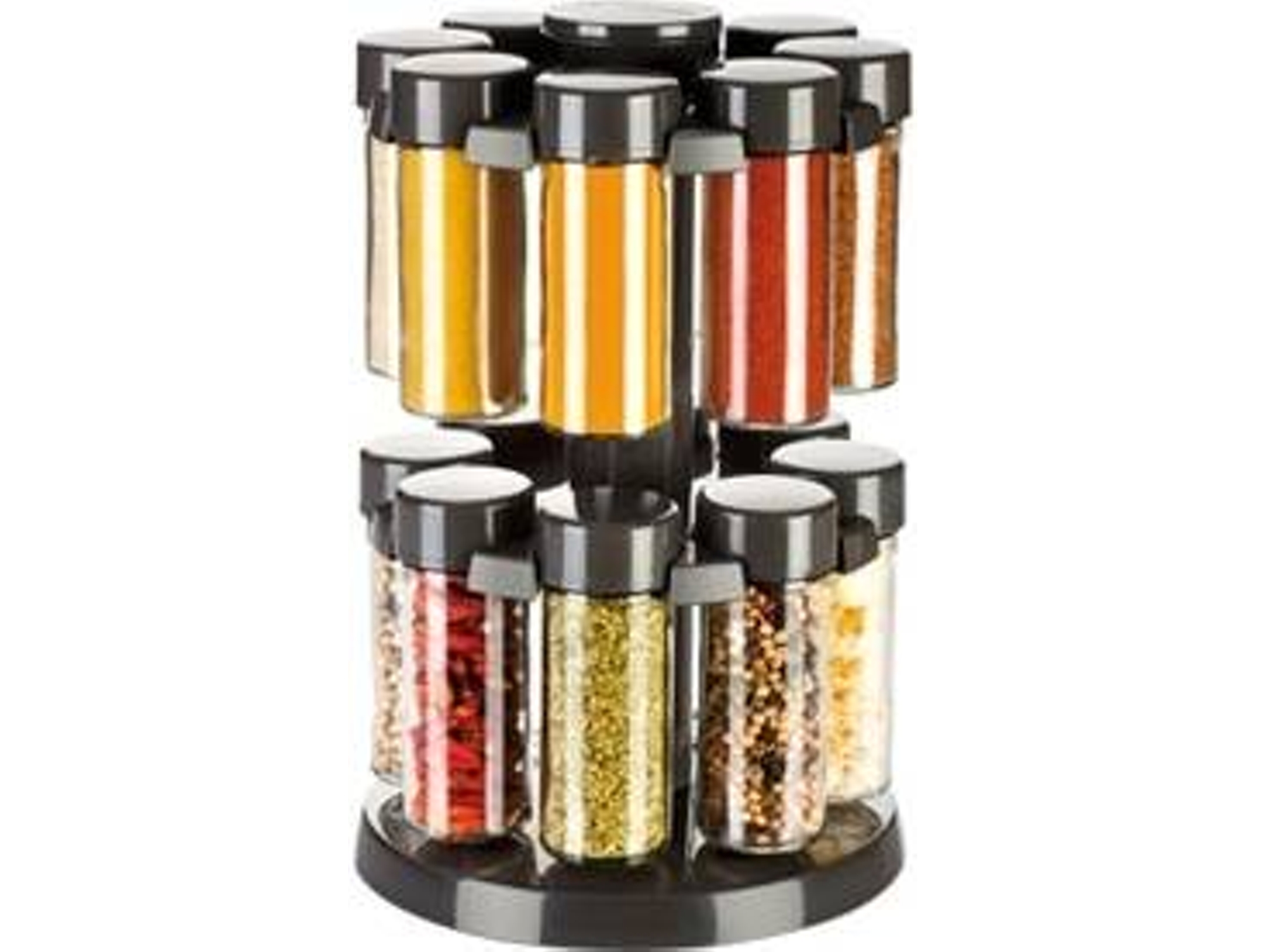 16 Frascos p/ especias en Soporte rotativo gris TESCOMA Season